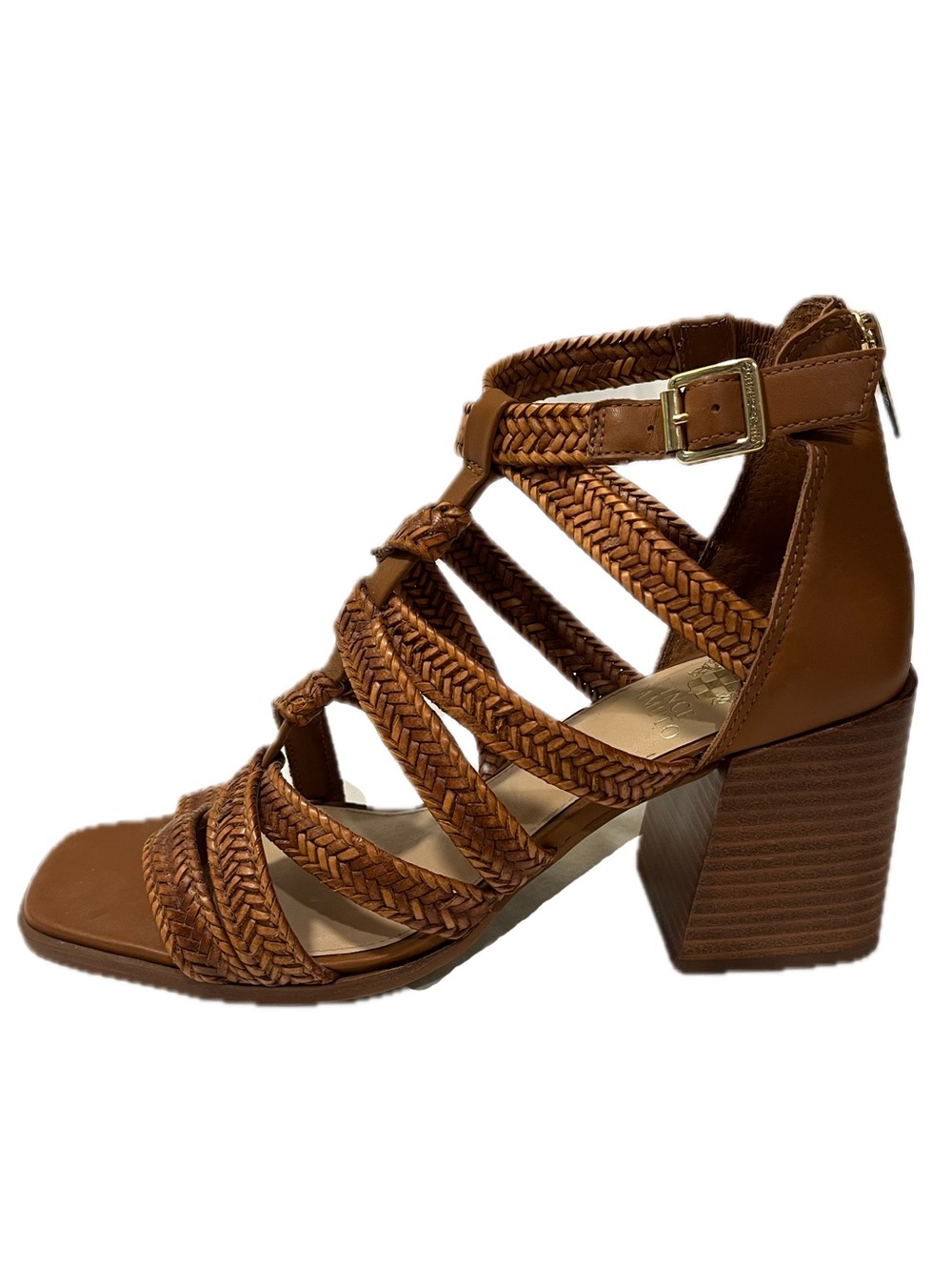 Vince Camuto Brown Braided Beachy Block 2.5 inch Heels strappy Sandals Size 8M